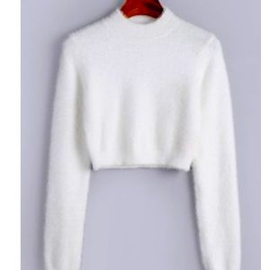 Long sleeve white crop top